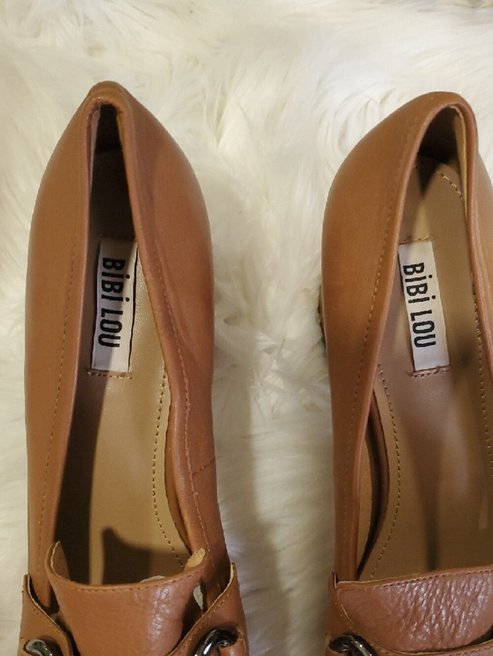 Anthropologie Bibi Lou Women's Tan Leather Platform  Loafers with Metal Bit - Picture 4 of 17